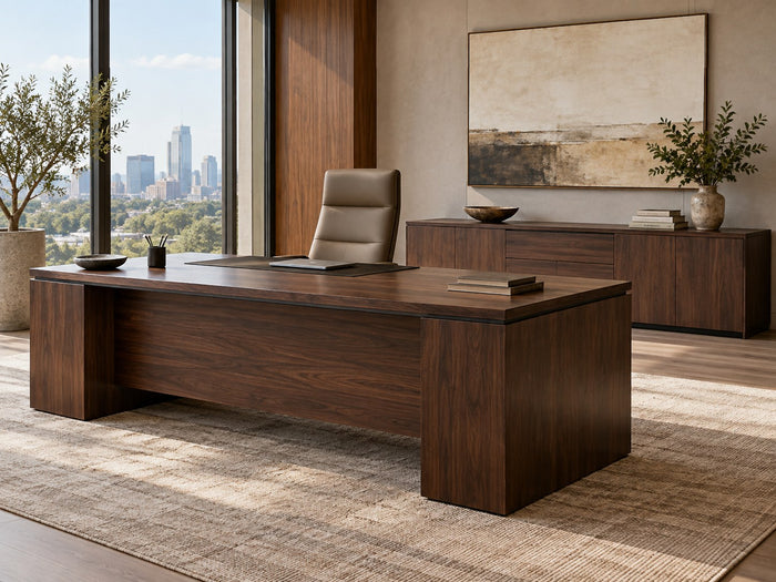 Executive Desk + Credenza Set
